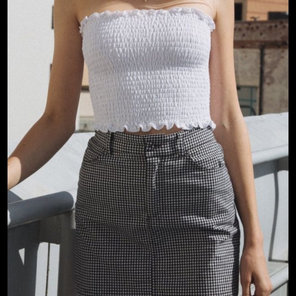 Strapless White smocked crop top S / XS